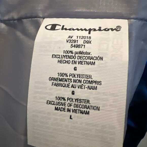 NWT Amazing CHAMPION x NASA Metallic Blue Puffer Space Jacket Puffer Coat Large - Picture 15 of 15